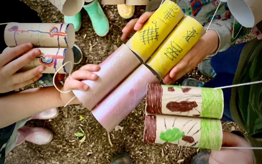 Hand made loo roll binoculars.